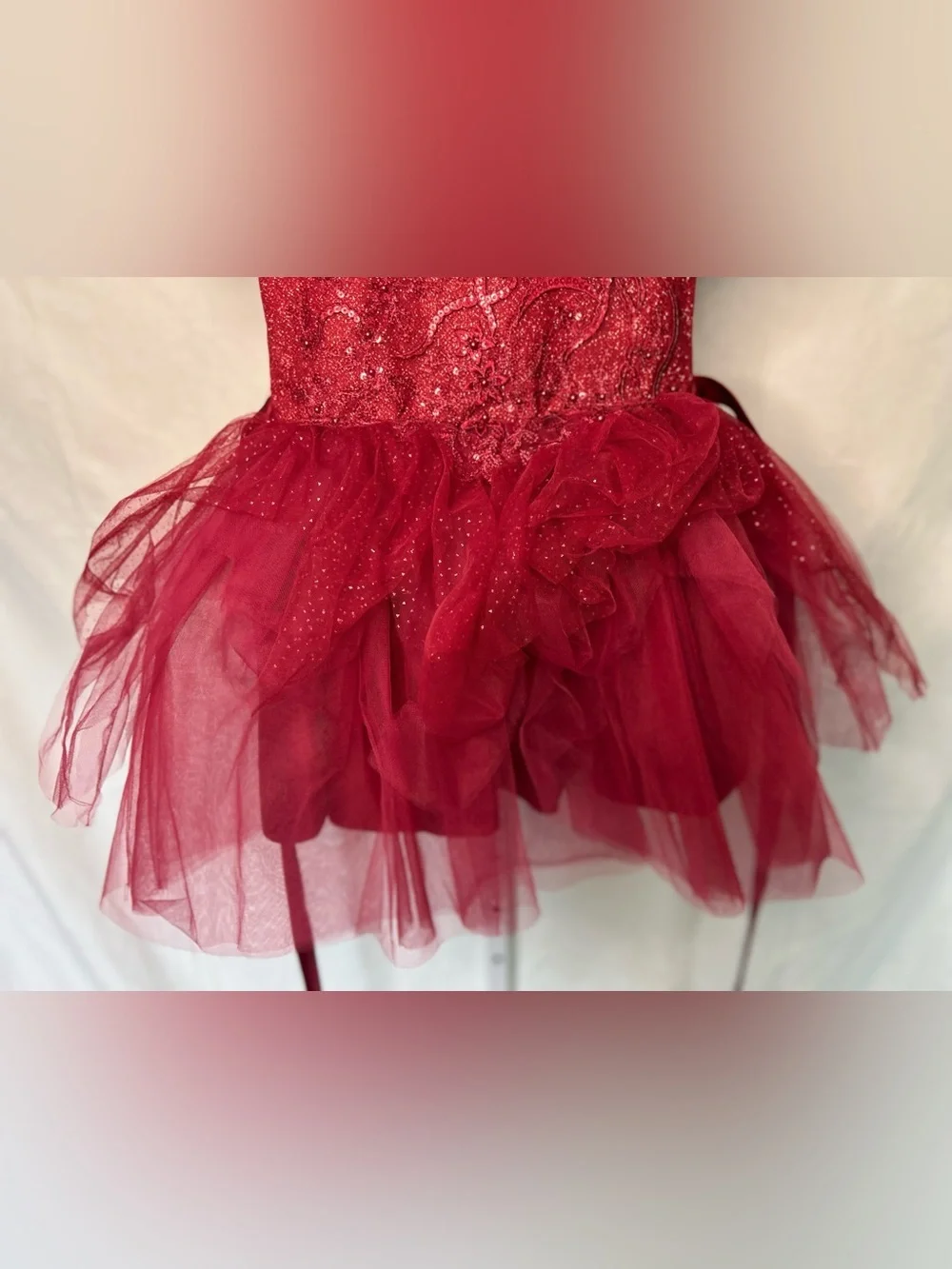 Tip Top Kids Red Sequin Glitz Pageant Tutu Gown Dress 6 Holiday Party